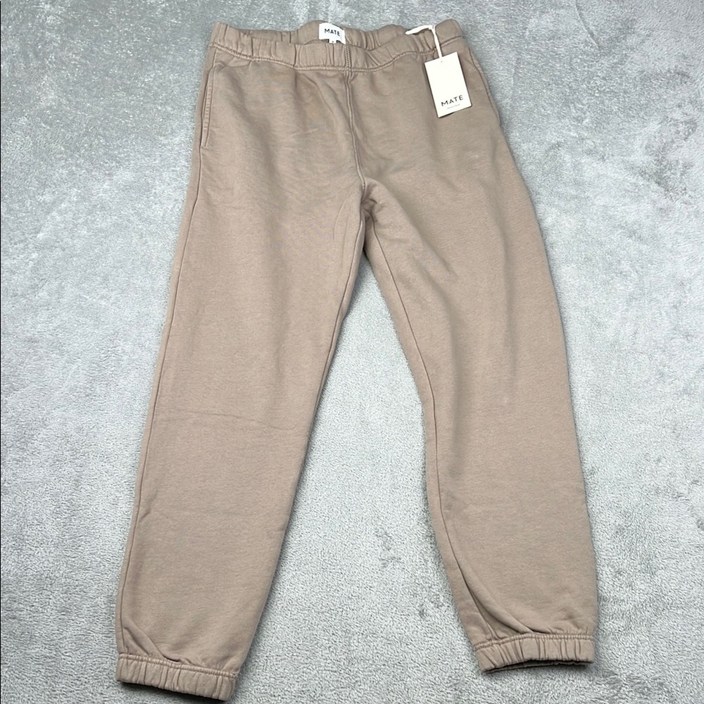 NEW MATE The Label M 100% Organic Cotton Light Brown/Tan Fleece Relaxed Sweat - Picture 2 of 15